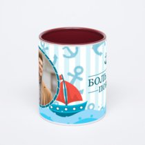 Бордовая кружка с фотопечатью