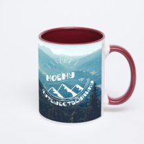 Бордовая кружка с фотопечатью