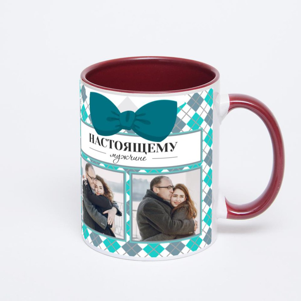 Бордовая кружка с фотопечатью