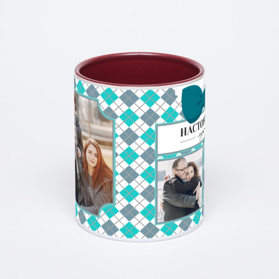Бордовая кружка с фотопечатью