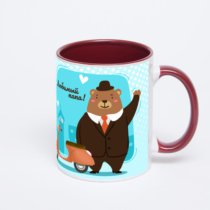 Бордовая кружка с фотопечатью