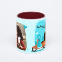 Бордовая кружка с фотопечатью