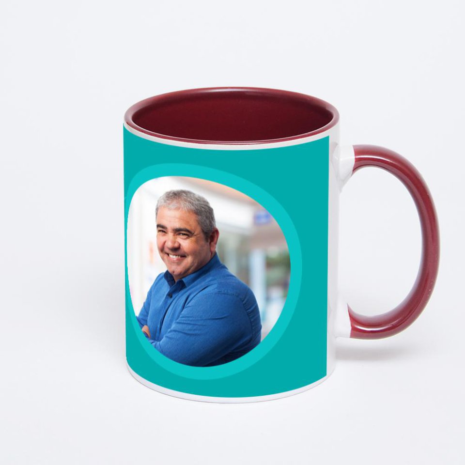 Бордовая кружка с фотопечатью