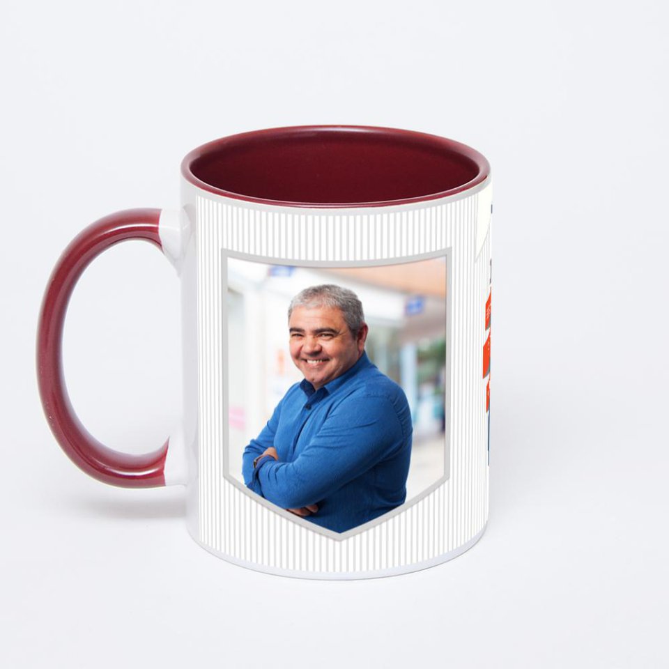 Бордовая кружка с фотопечатью