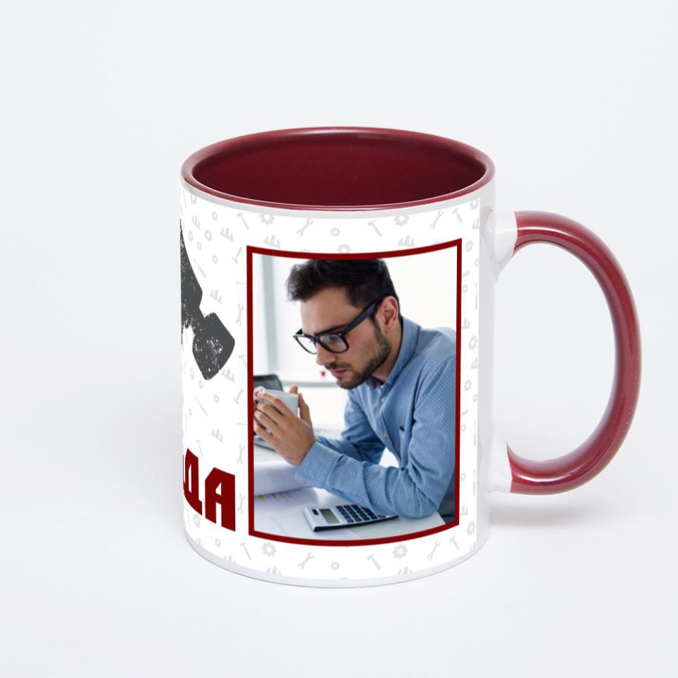 Бордовая кружка с фотопечатью