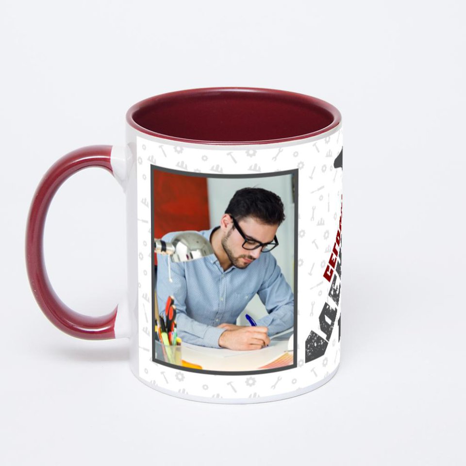 Бордовая кружка с фотопечатью