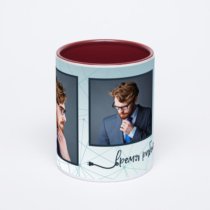 Бордовая кружка с фотопечатью