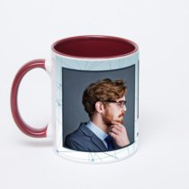 Бордовая кружка с фотопечатью