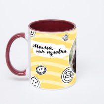 Бордовая кружка с фотопечатью