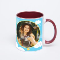 Бордовая кружка с фотопечатью