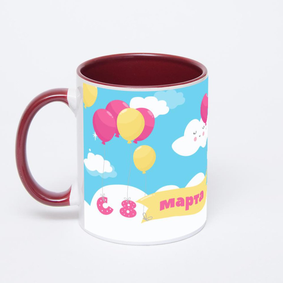 Бордовая кружка с фотопечатью