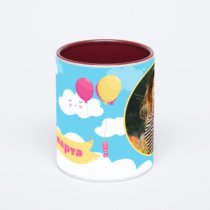 Бордовая кружка с фотопечатью