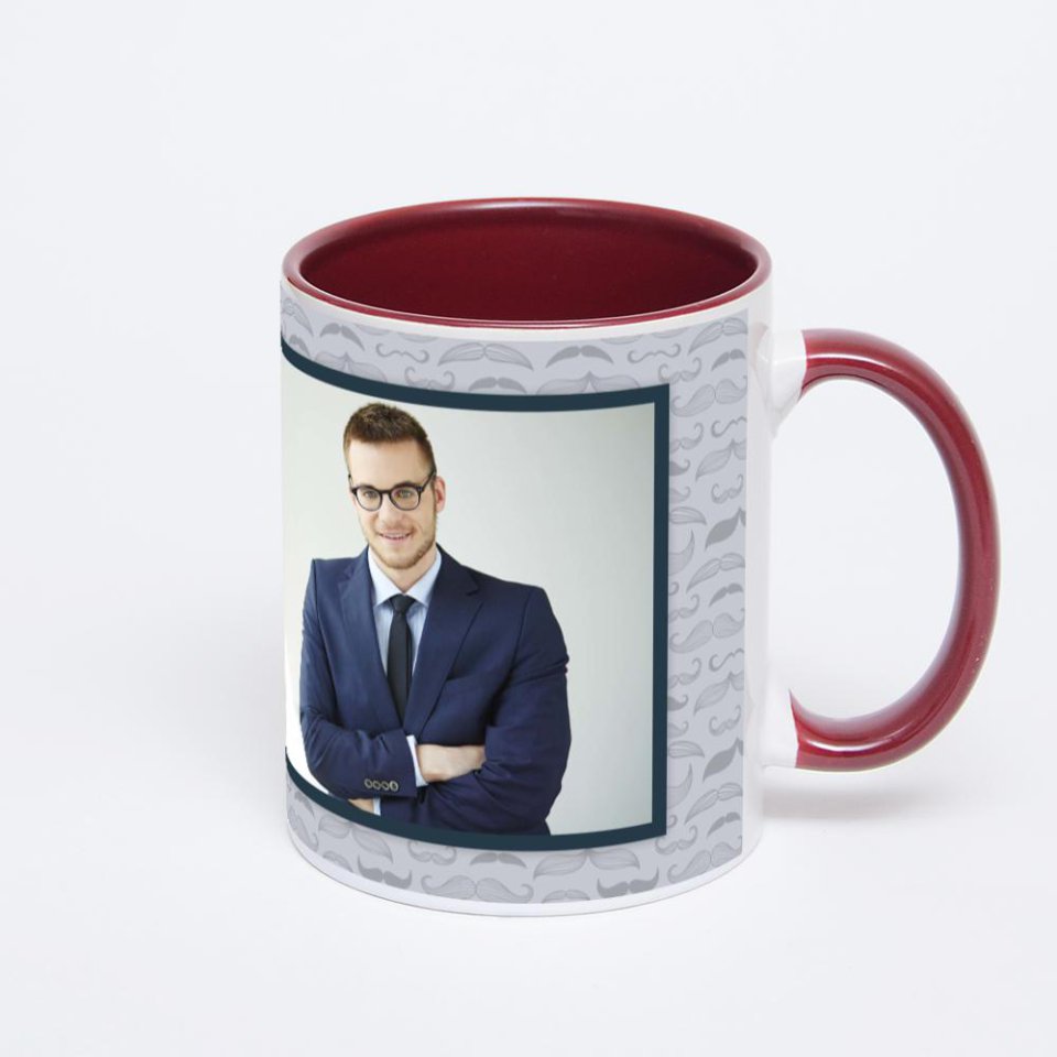 Бордовая кружка с фотопечатью