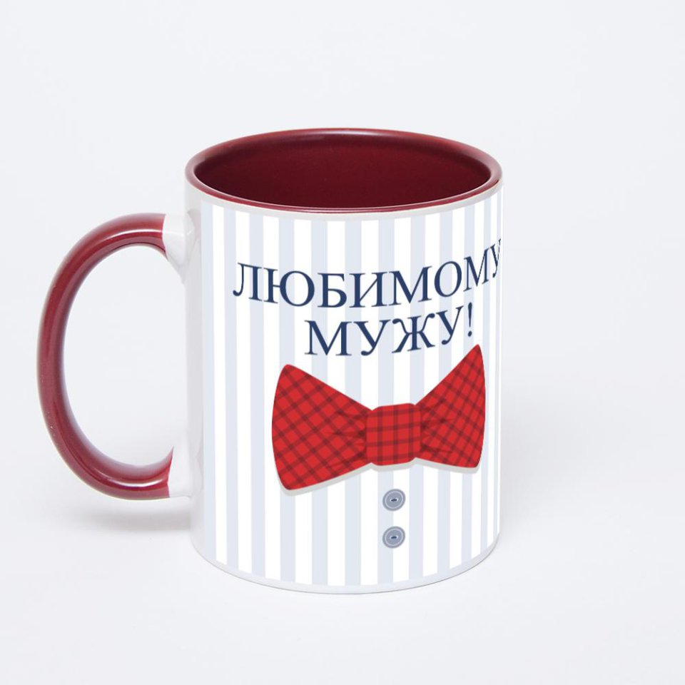 Бордовая кружка с фотопечатью
