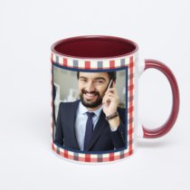 Бордовая кружка с фотопечатью