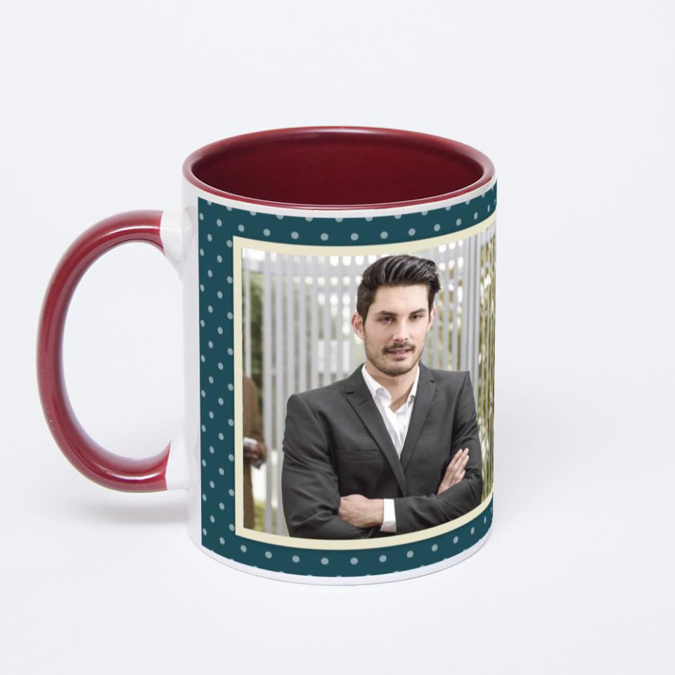 Бордовая кружка с фотопечатью