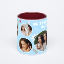 Бордовая кружка с фотопечатью