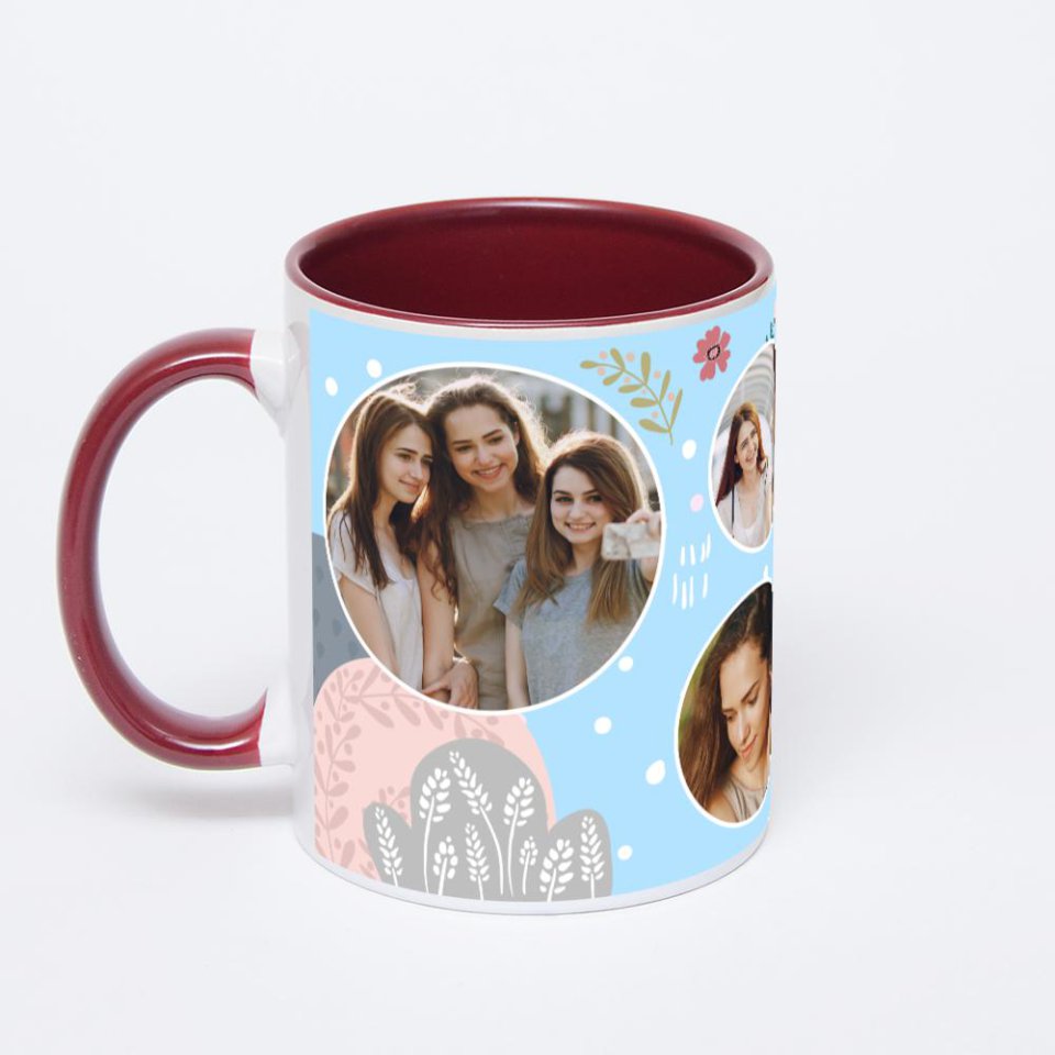 Бордовая кружка с фотопечатью