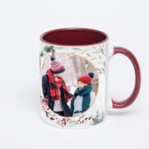 Бордовая кружка с фотопечатью