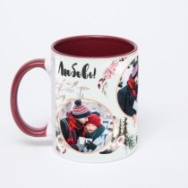 Бордовая кружка с фотопечатью