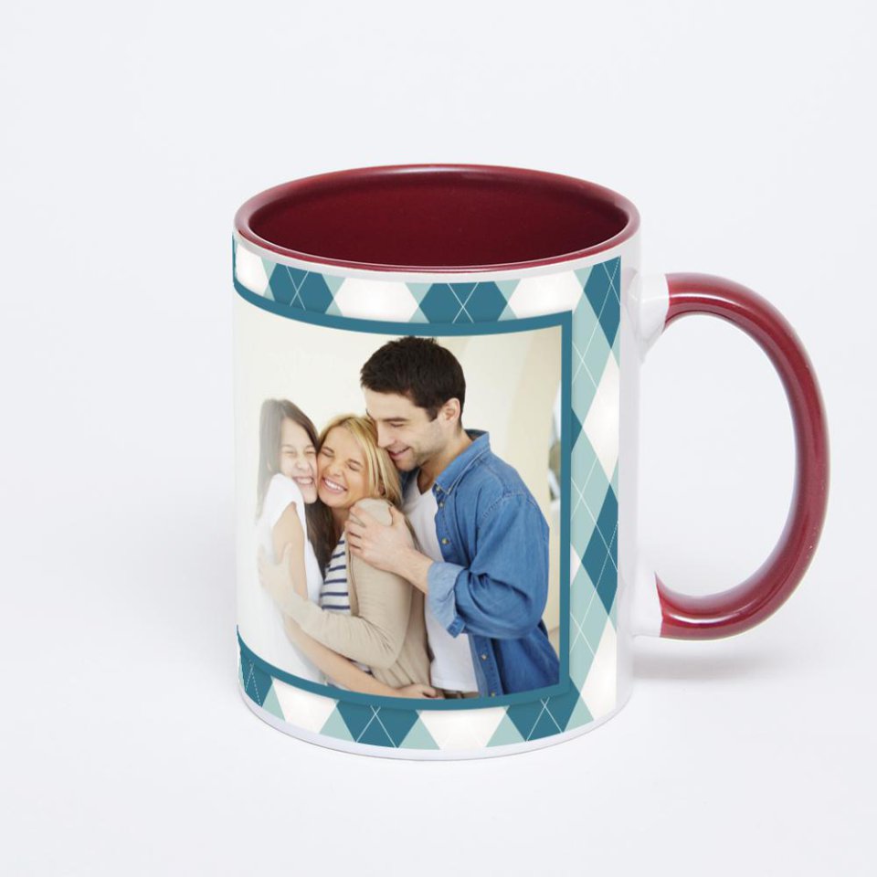 Бордовая кружка с фотопечатью