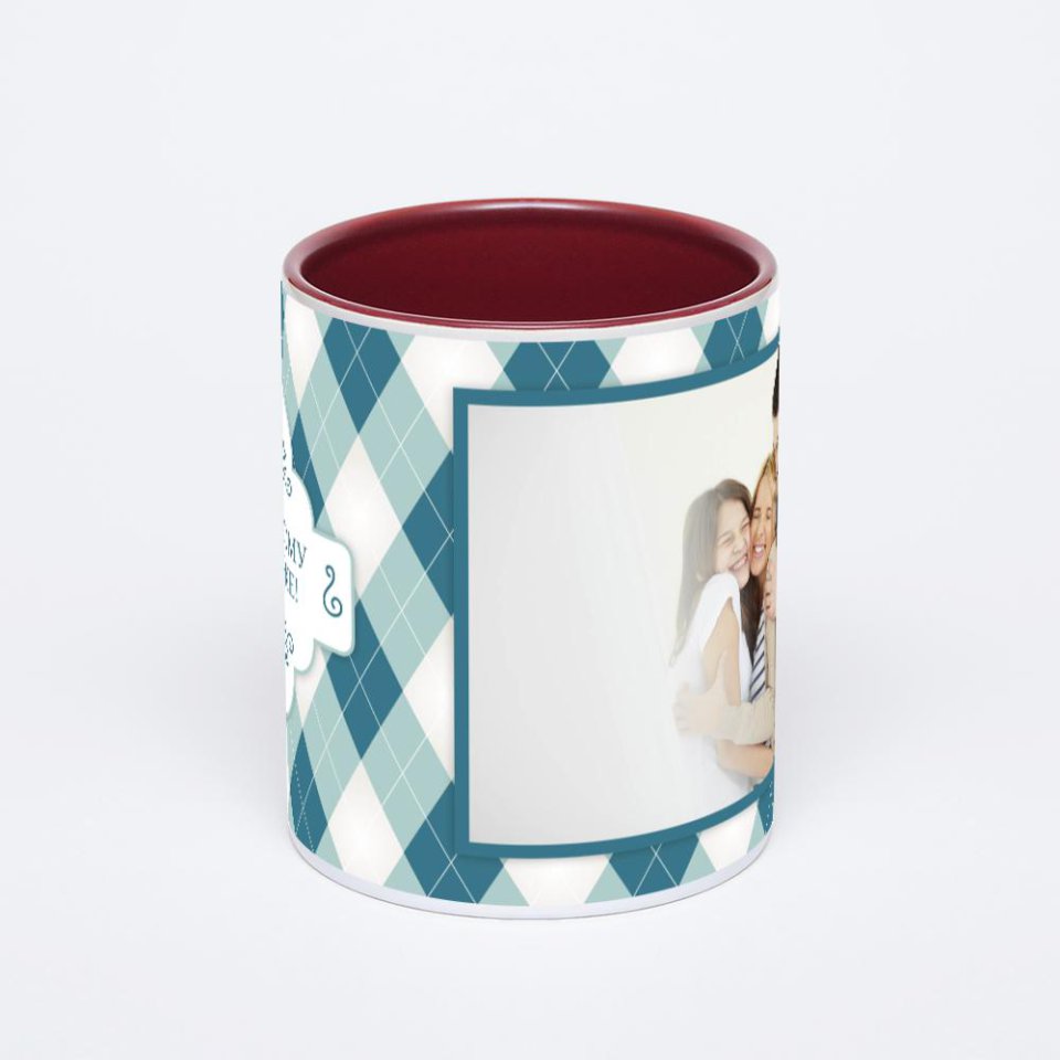 Бордовая кружка с фотопечатью