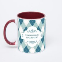 Бордовая кружка с фотопечатью