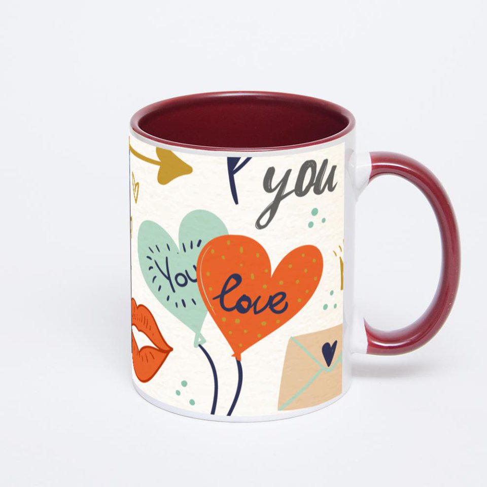 Бордовая кружка с фотопечатью