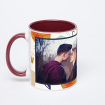 Бордовая кружка с фотопечатью