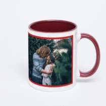 Бордовая кружка с фотопечатью