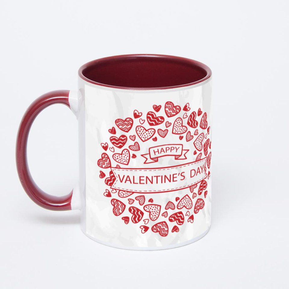 Бордовая кружка с фотопечатью