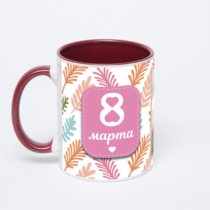 Бордовая кружка с фотопечатью