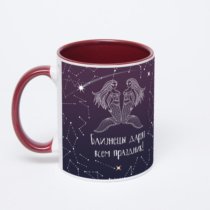 Бордовая кружка с фотопечатью