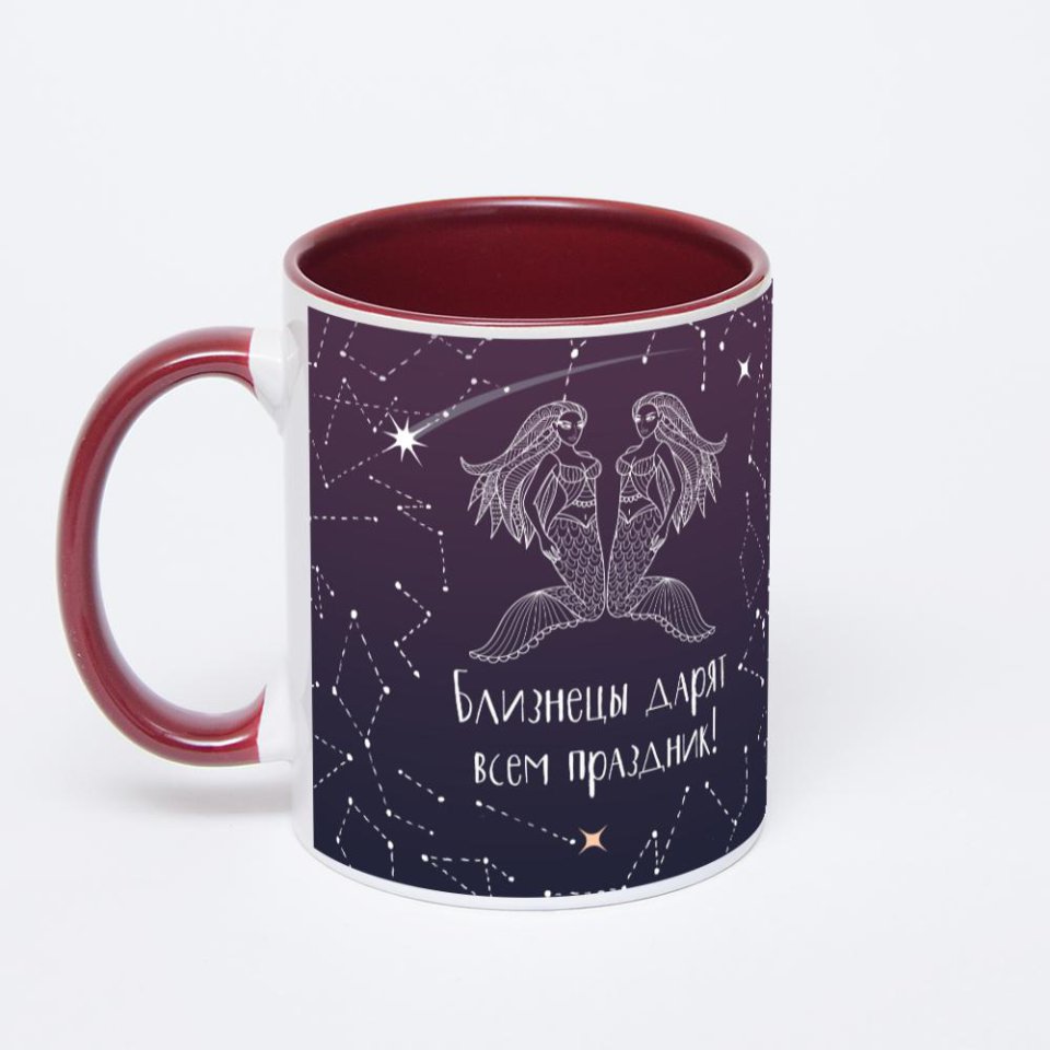 Бордовая кружка с фотопечатью