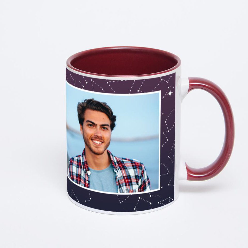 Бордовая кружка с фотопечатью