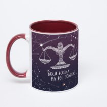 Бордовая кружка с фотопечатью