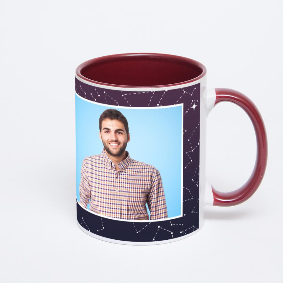 Бордовая кружка с фотопечатью