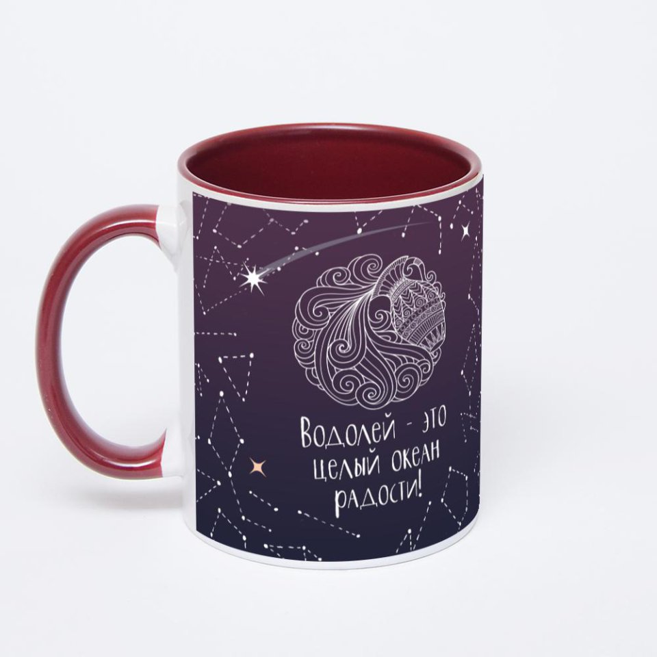 Бордовая кружка с фотопечатью