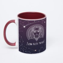 Бордовая кружка с фотопечатью