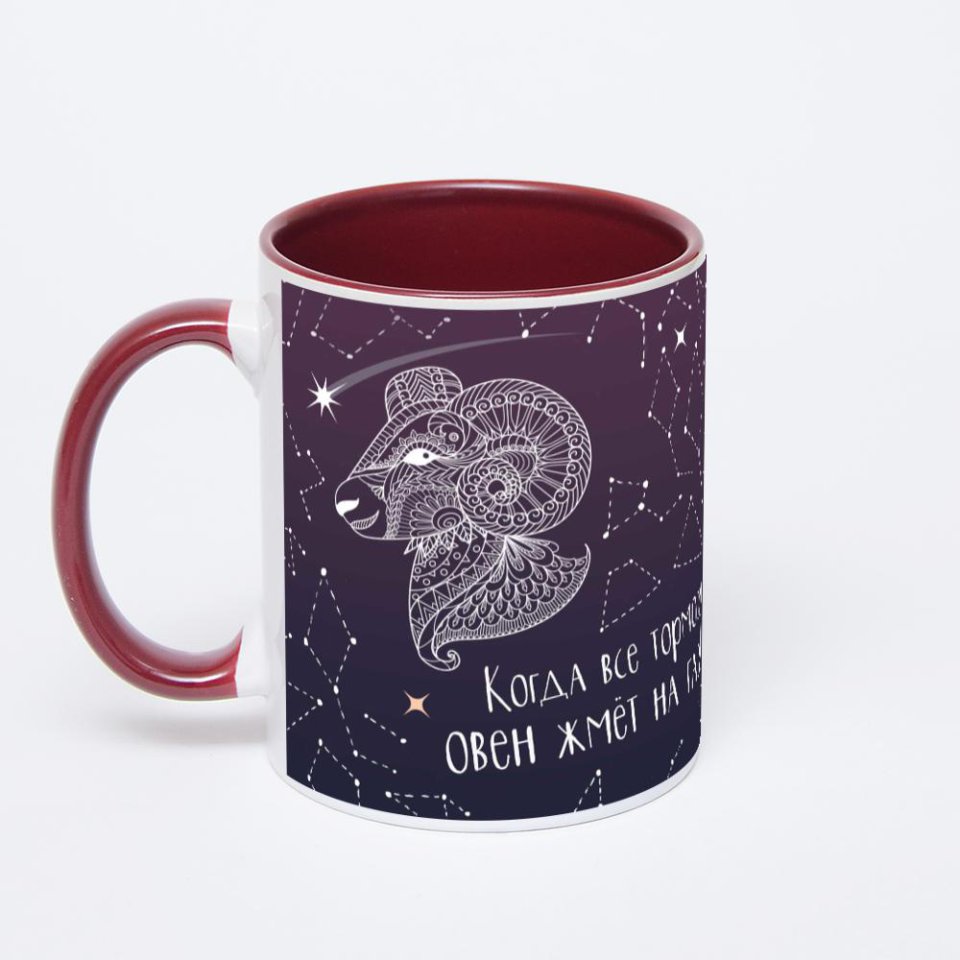 Бордовая кружка с фотопечатью