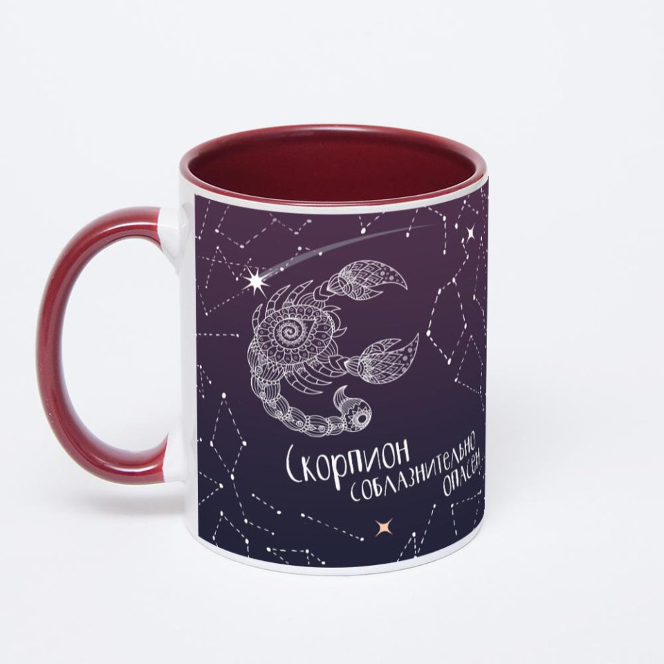 Бордовая кружка с фотопечатью