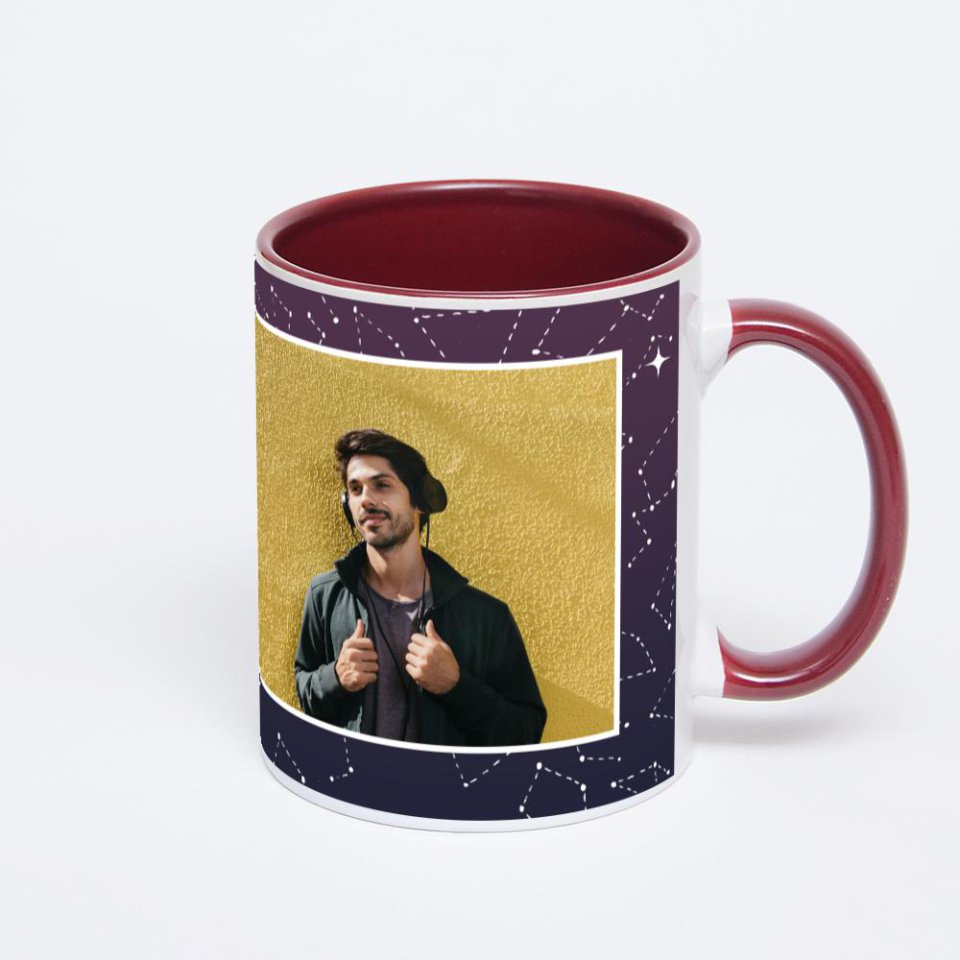 Бордовая кружка с фотопечатью