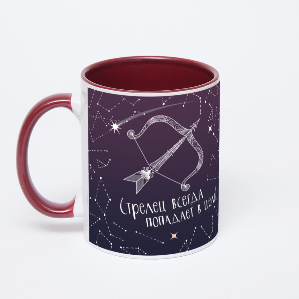 Бордовая кружка с фотопечатью