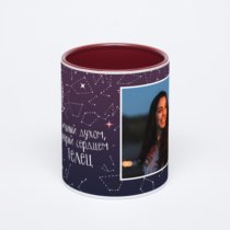 Бордовая кружка с фотопечатью