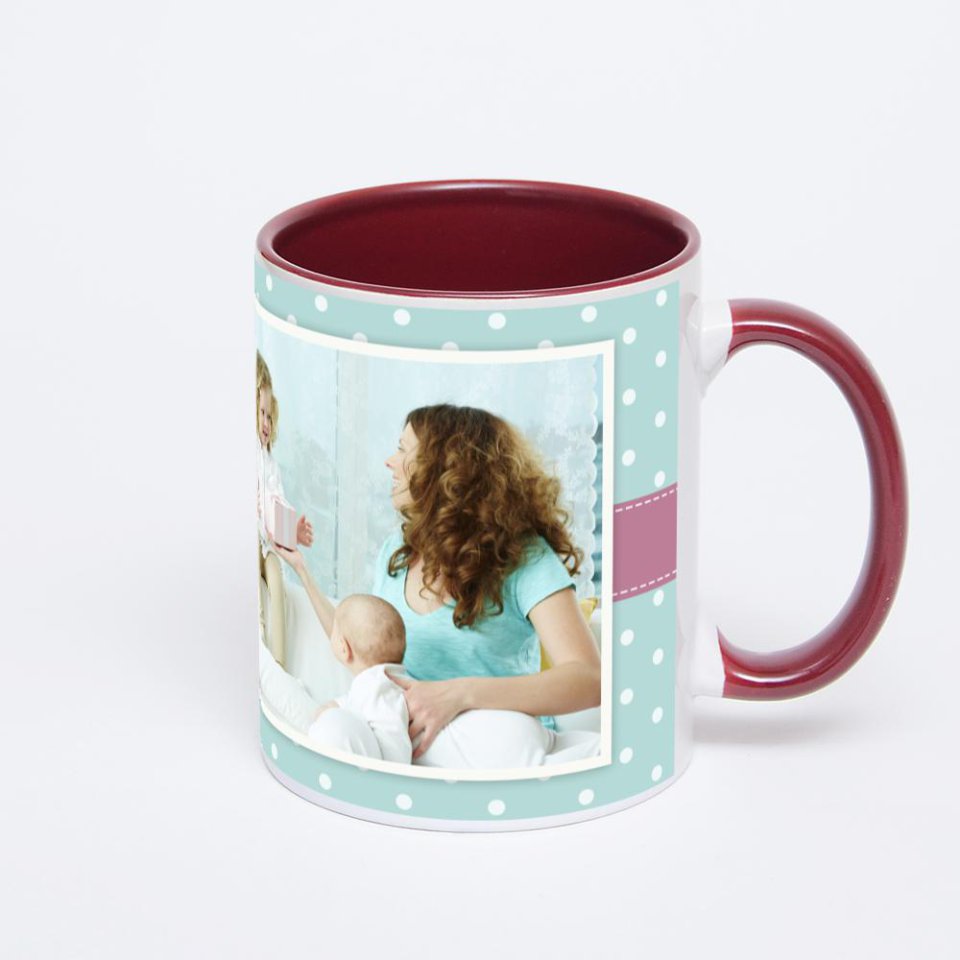 Бордовая кружка с фотопечатью