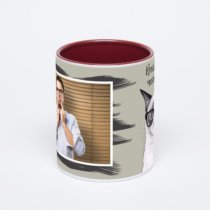 Бордовая кружка с фотопечатью