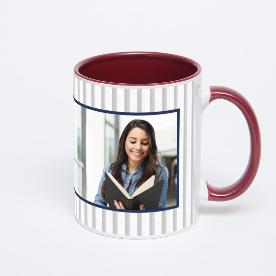 Бордовая кружка с фотопечатью