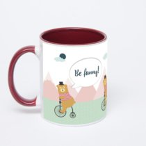 Бордовая кружка с фотопечатью