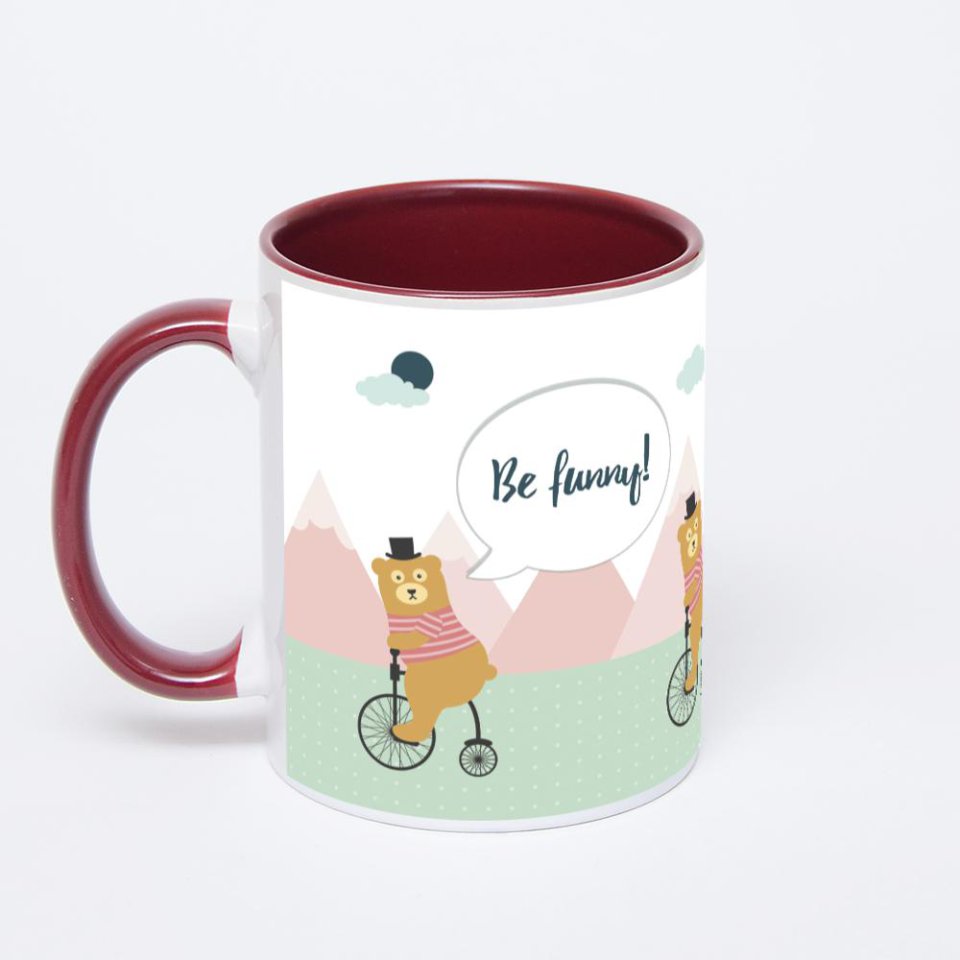 Бордовая кружка с фотопечатью