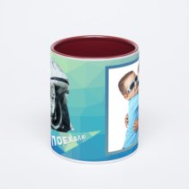 Бордовая кружка с фотопечатью